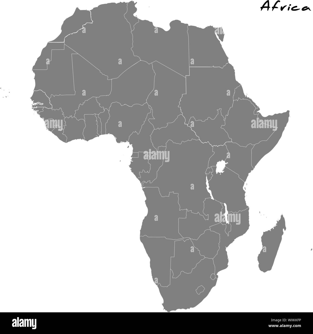 Alta qualità Mappa di Africa con i confini delle regioni Illustrazione Vettoriale
