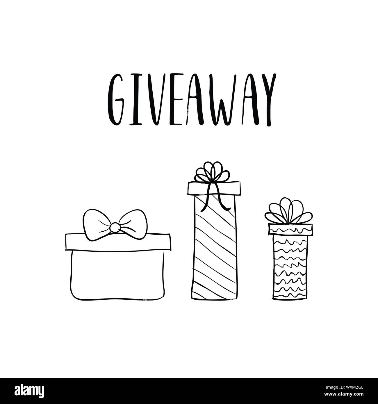 Giveaway template vettoriale, disegnato a mano le scatole regalo Illustrazione Vettoriale