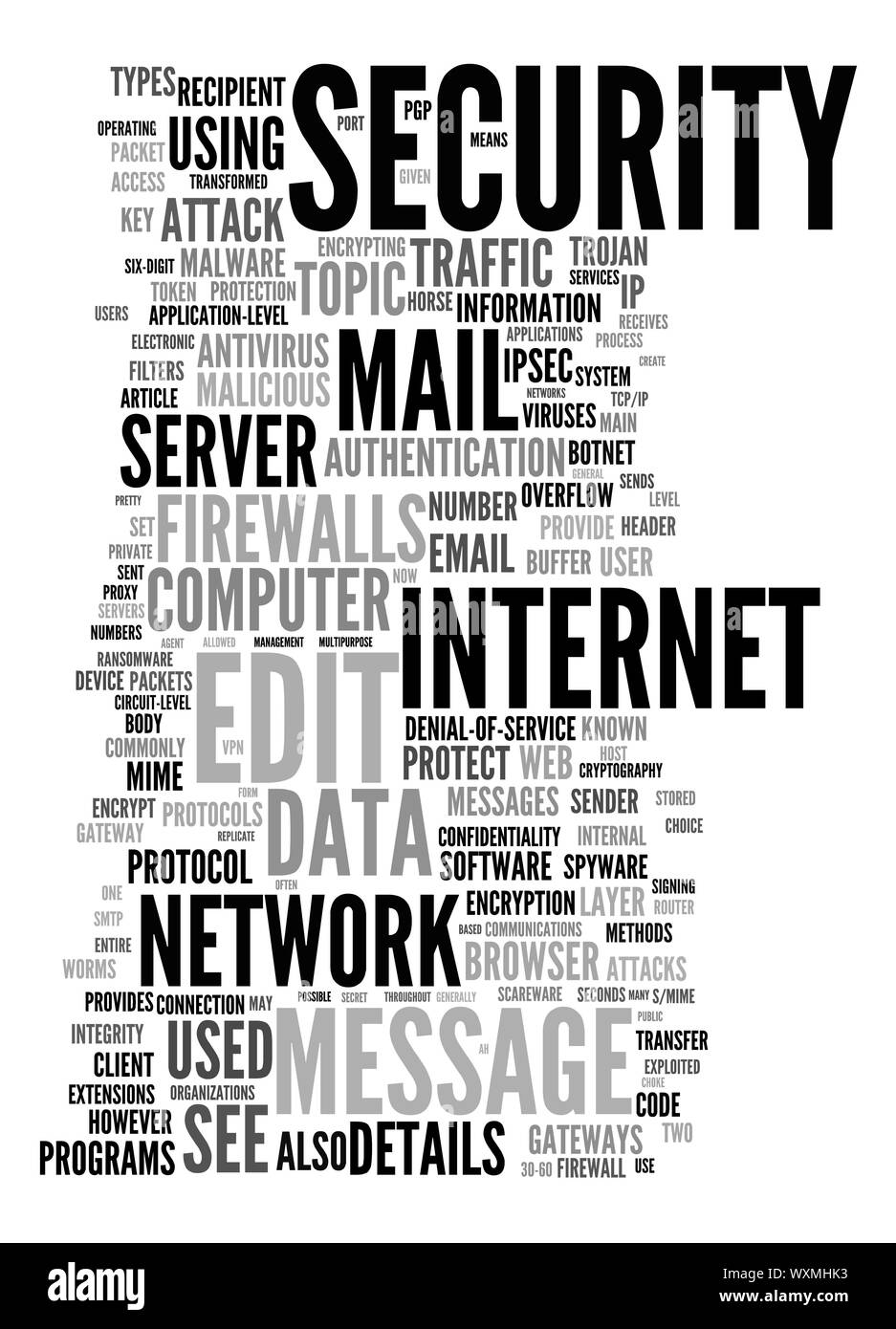 Una immagine di una sicurezza internet cloud di testo Foto Stock