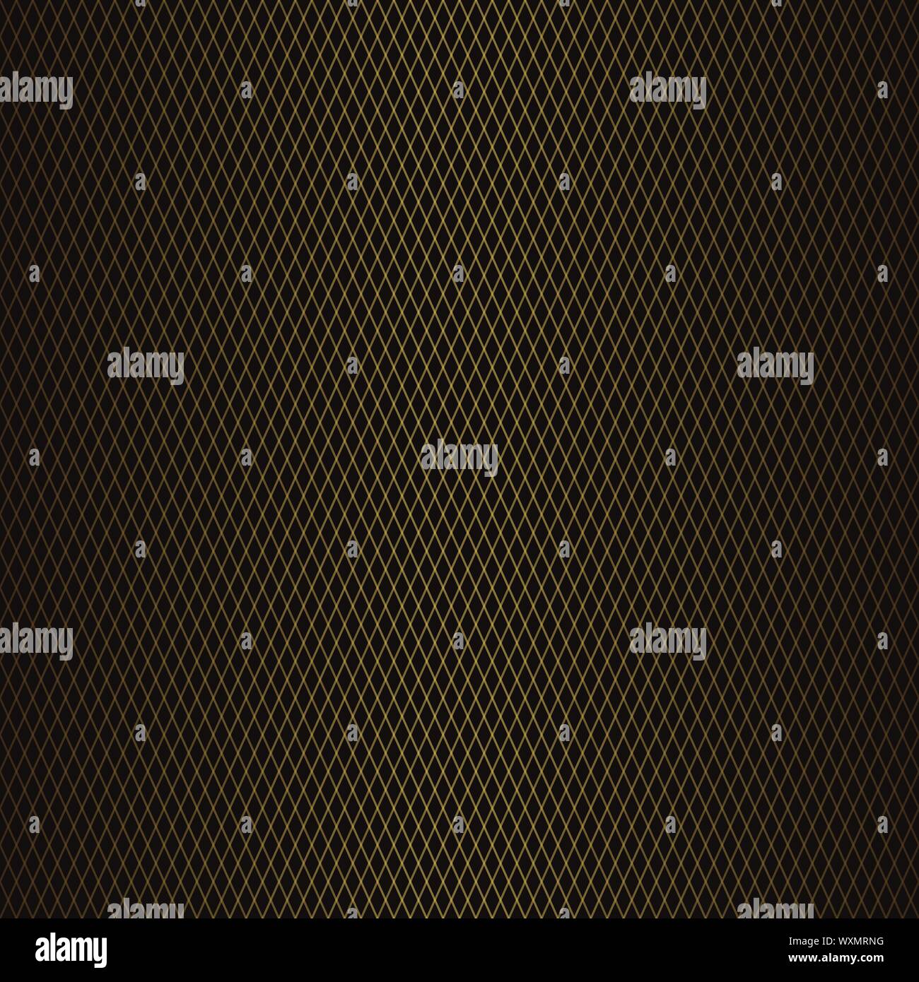 Golden vintage seamless pattern su sfondo nero. Illustrazione di vettore per il design retrò Illustrazione Vettoriale