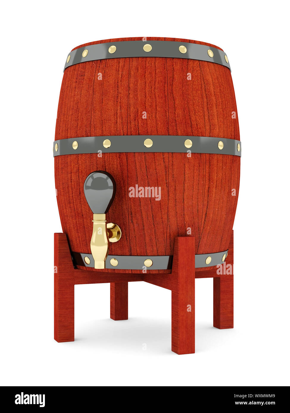 Immagine delle vecchie botti da vino su sfondo bianco Foto Stock