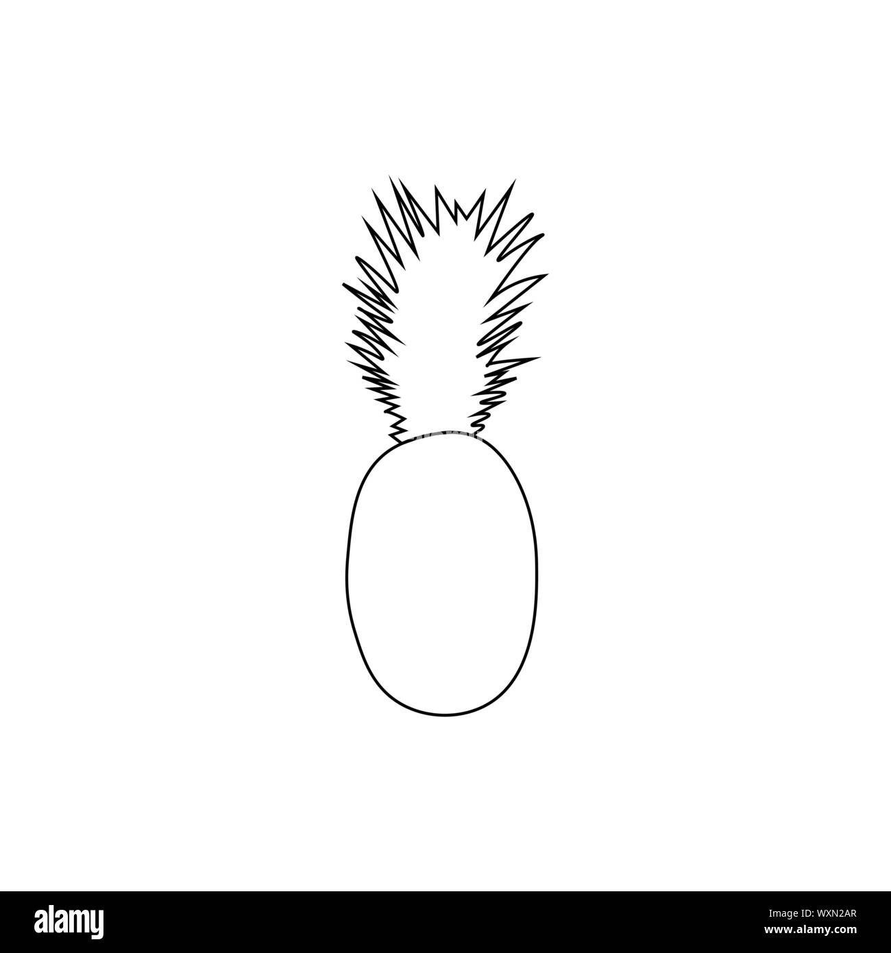 Ananas. Contorno nero su bianco. Sfondo può essere utilizzato in biglietti di auguri, poster, volantini, banner, ulteriore disegno etc. Illustrazione Vettoriale. EPS10 Illustrazione Vettoriale