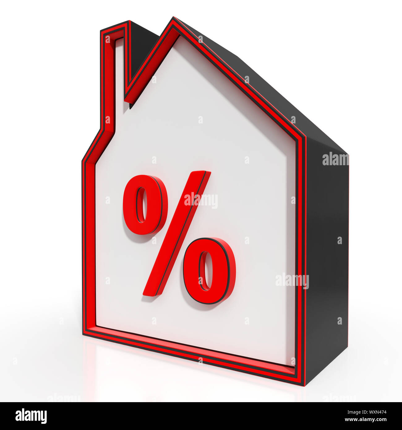 Casa e segno di percentuale Visualizza Investimenti in Immobili o lo sconto Foto Stock