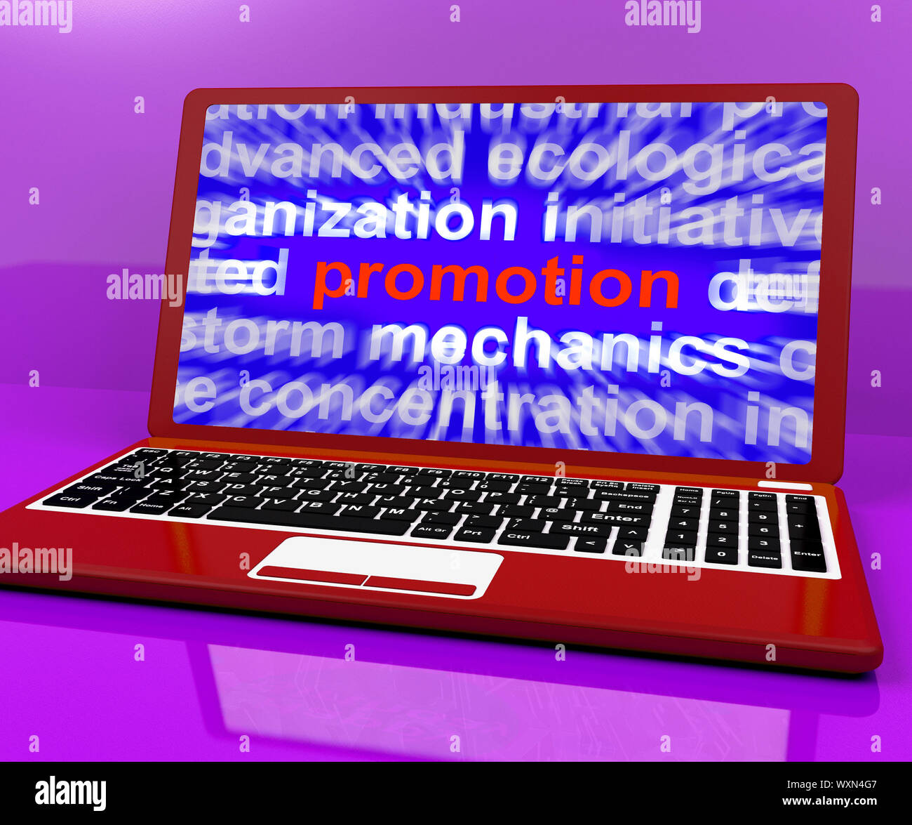 Promo Computer che mostra le promozioni e sconti per la vendita Foto Stock