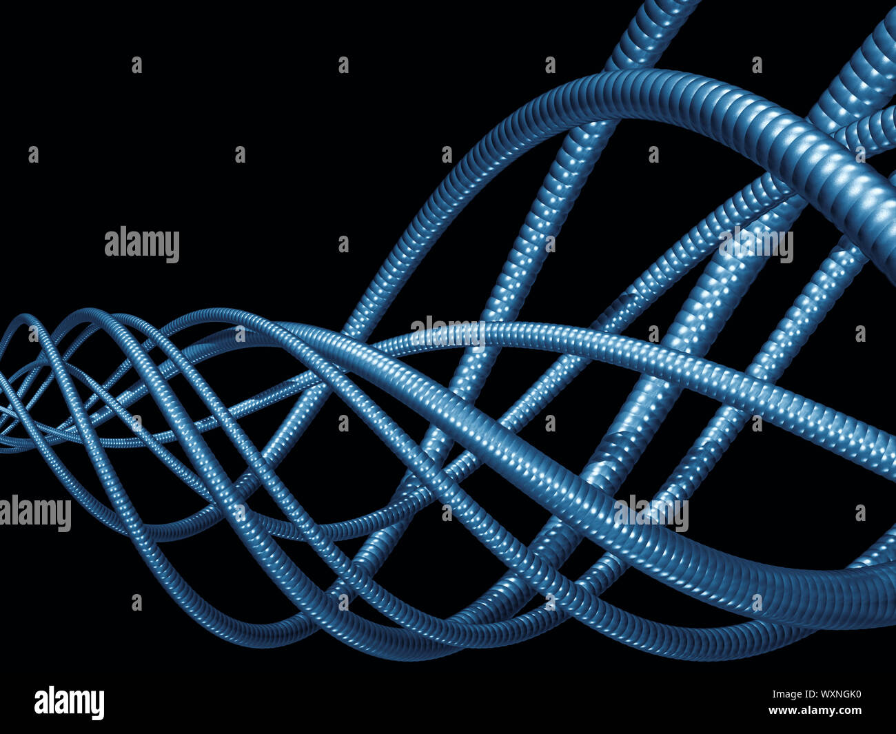 Pura geometria serie. Sullo sfondo di un blu degli elementi a spirale per le vostre esigenze di progettazione sul tema dell'industria, della scienza e della tecnologia Foto Stock