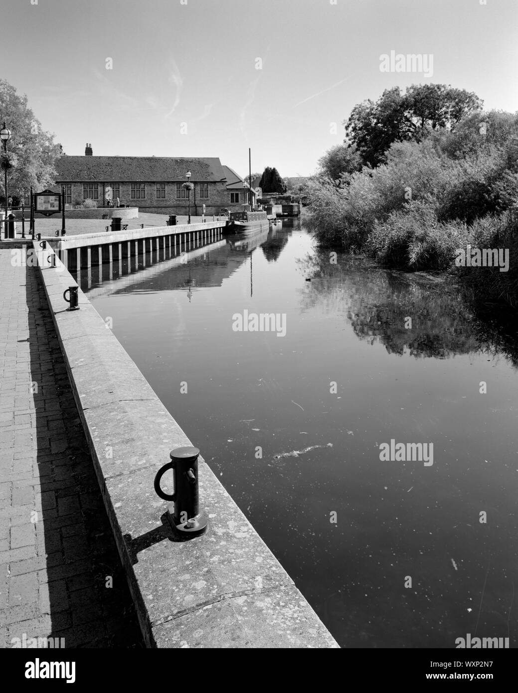 Il ramo del Fiume Great Ouse accanto all'attende, St Ives, Cambridgeshire, Inghilterra Foto Stock