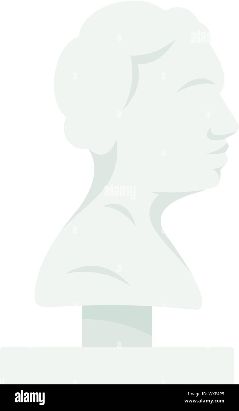 Busto dello scrittore antico icona. Illustrazione piana del busto del scrittore antico icona vettoriali per il web design Illustrazione Vettoriale