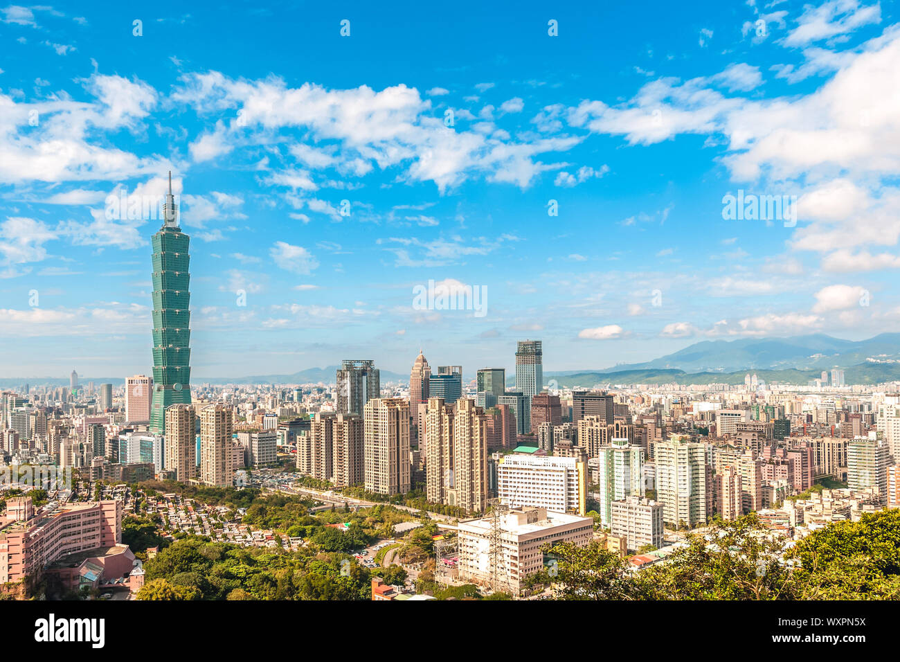 Vista panoramica della città di Taipei, Taiwan Foto Stock