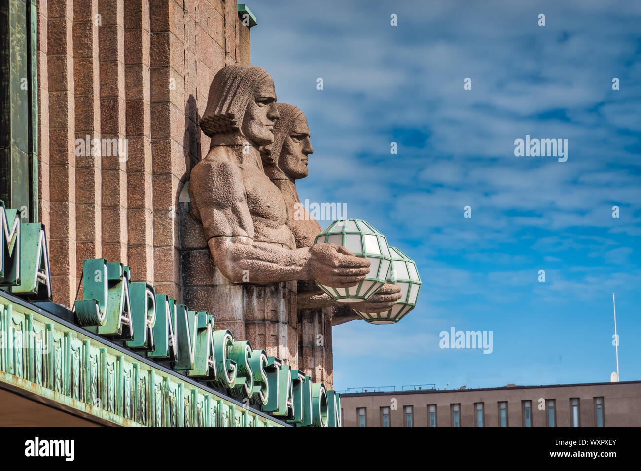 Stazione ferroviaria di Helsinki, capitale della Finlandia Foto Stock