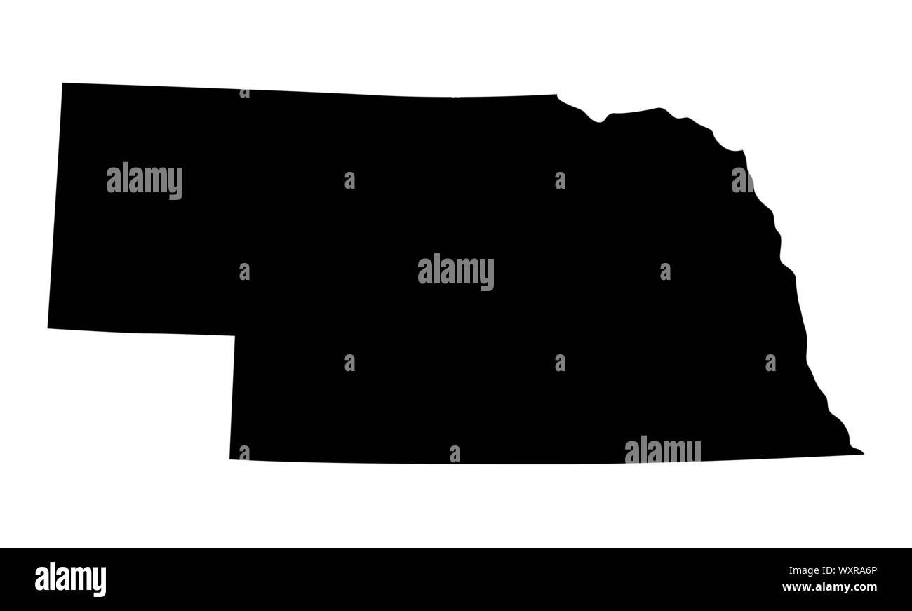 Stato del Nebraska silhouette mappa Illustrazione Vettoriale