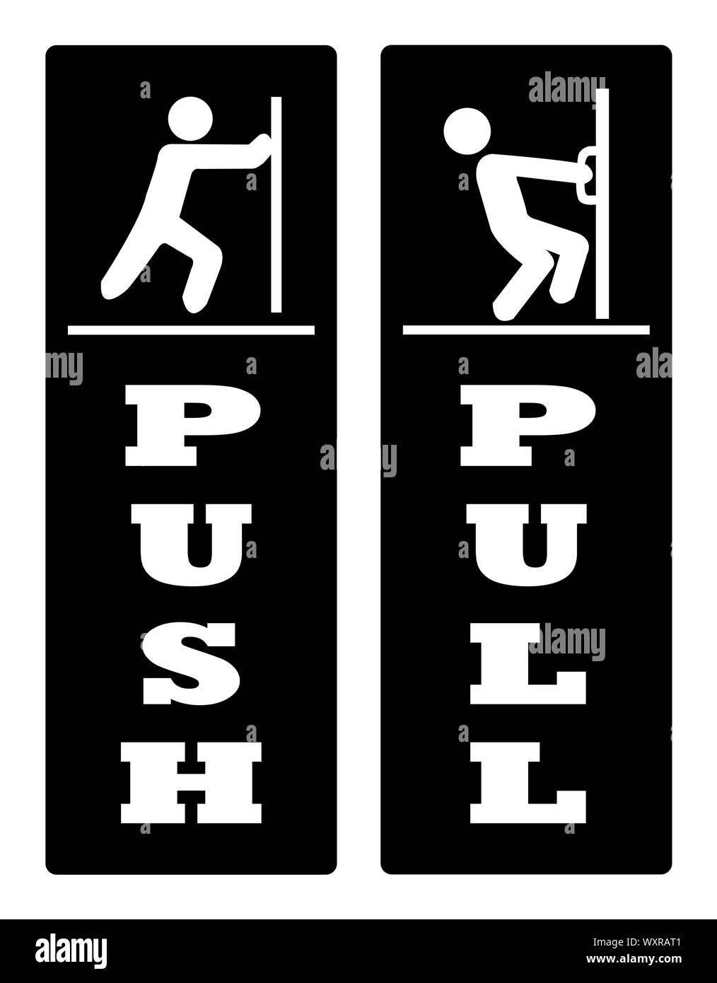 Push-pull segni porta.push pull segni porta su sfondo nero disegno di  illustrazione Foto stock - Alamy