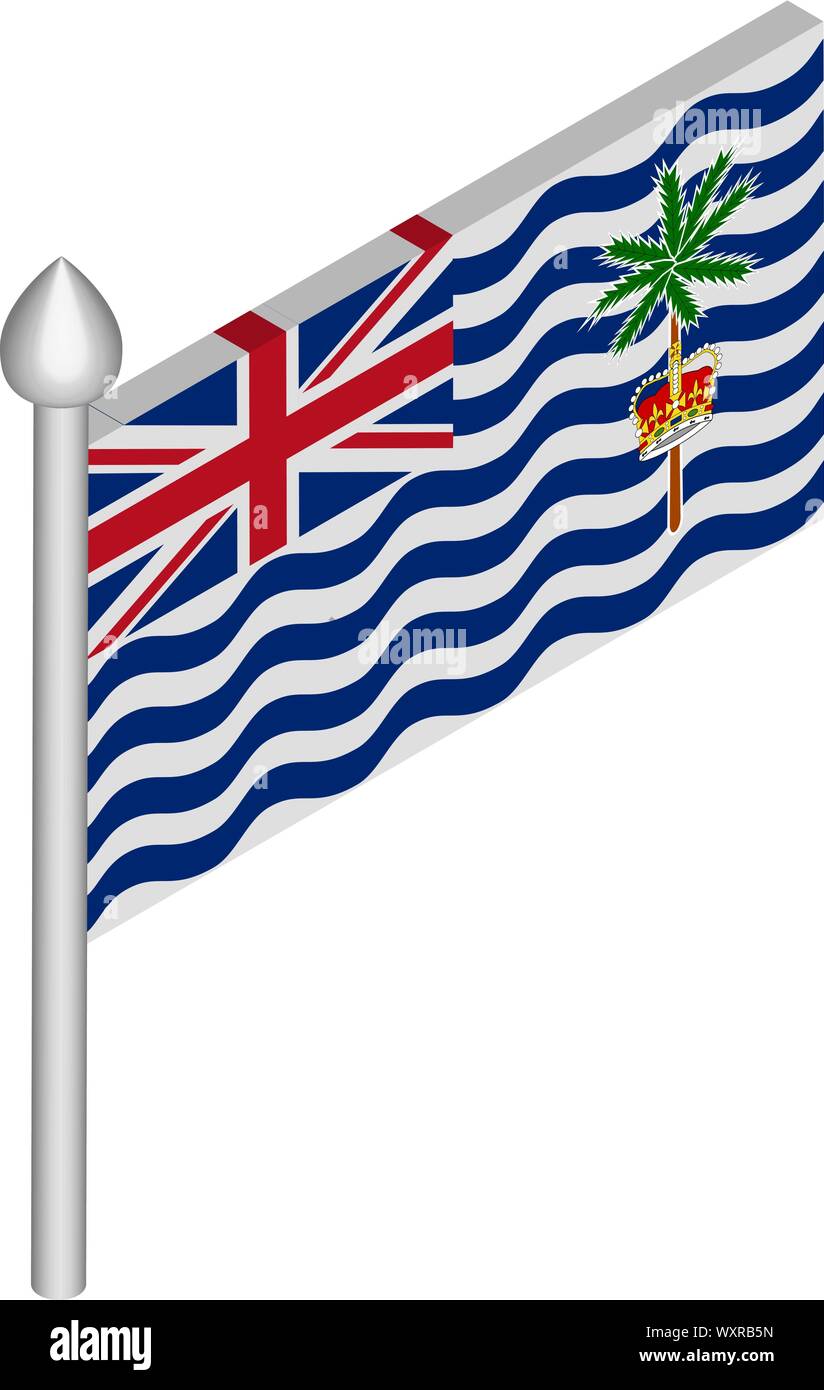 Illustrazione isometrica del pennone con Territorio britannico dell'Oceano Indiano Bandiera Illustrazione Vettoriale