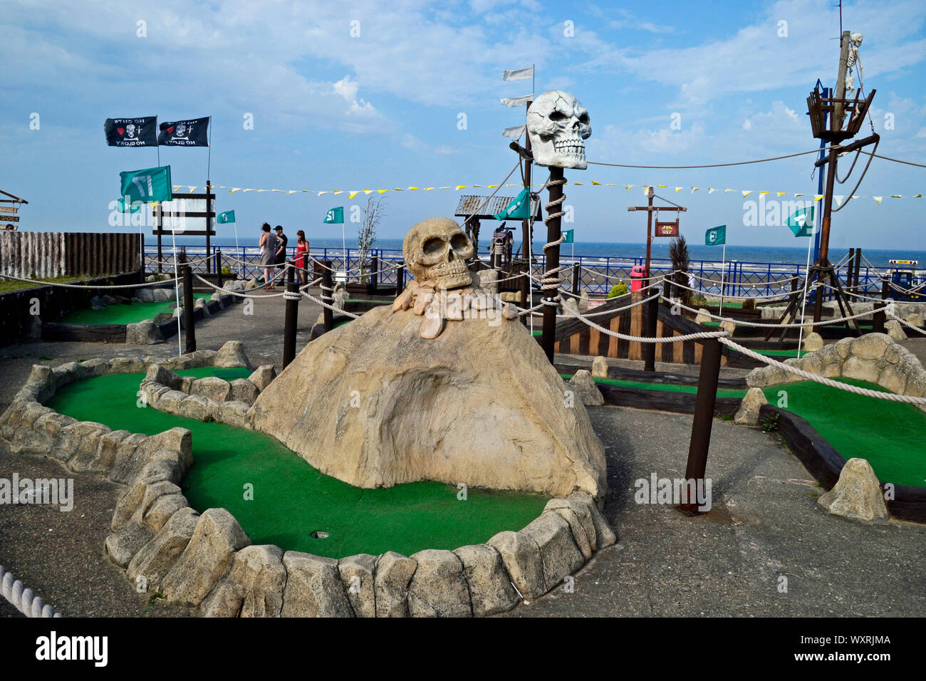 Pirate Golf, Crazy Golf al Campo da Golf di Mablethorpe, Lincolnshire, Regno Unito Foto Stock