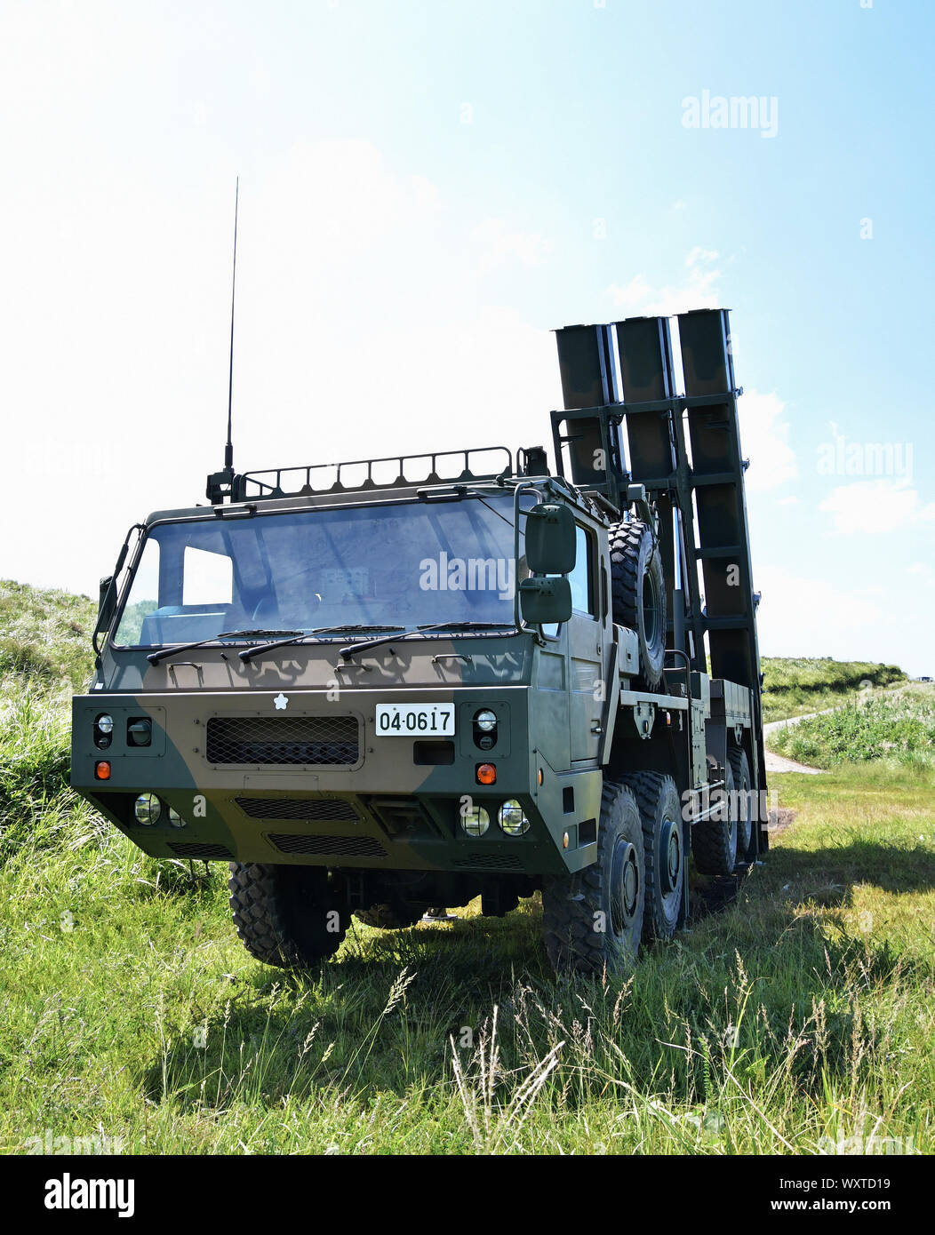 Tipo di superficie 12-nave Missile del Giappone terra Forza di Autodifesa prendere parte nel comune di esercitazione militare 'Orient scudo 2019' in Kumamoto, Giappone il 17 settembre 2019. Credito: AFLO/Alamy Live News Foto Stock