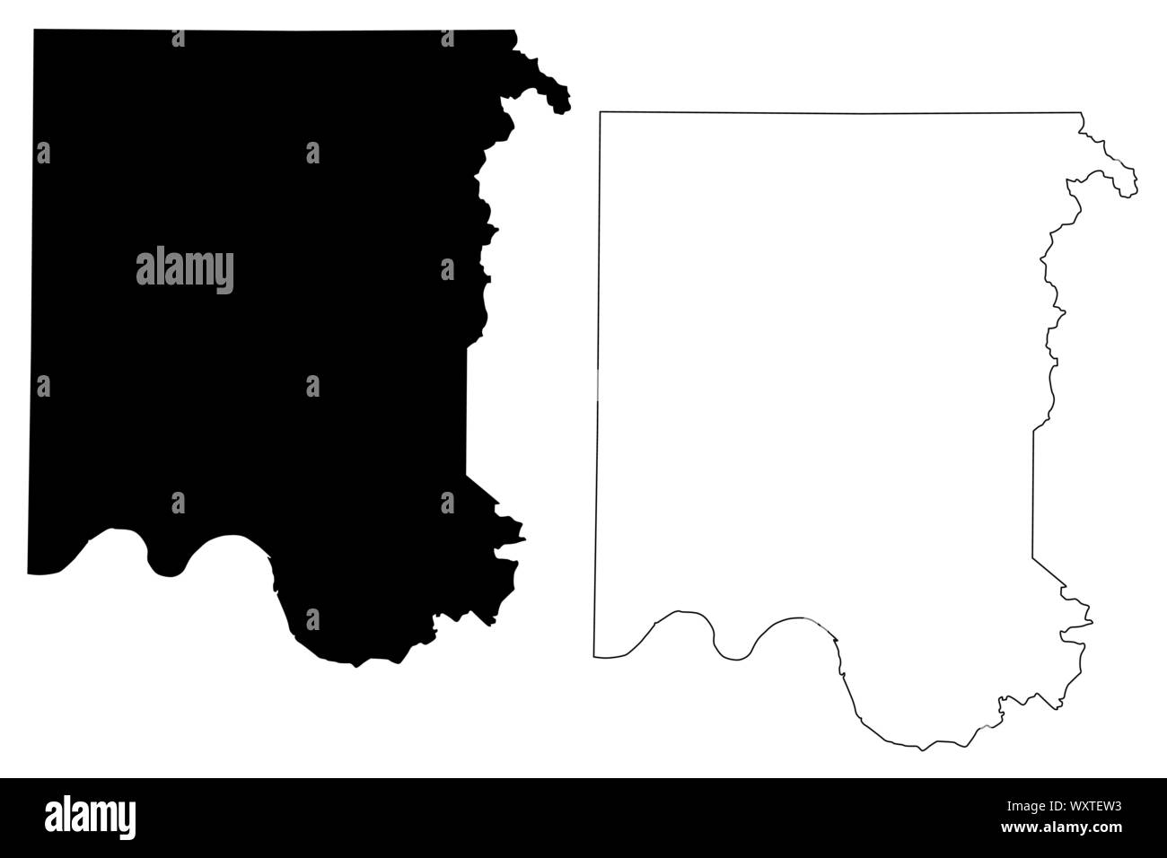 Madison County, Alabama (contee in Alabama, Stati Uniti d'America,USA, Stati Uniti, US) mappa illustrazione vettoriale, scribble schizzo Madison mappa Illustrazione Vettoriale