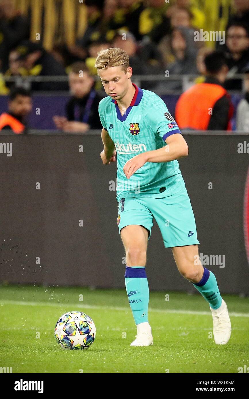 Dortmund, Deutschland. Xvii Sep, 2019. Dortmund, Germania, Settembre 17, 2019: CL - 19/20 - Borussia Dortmund vs. Dortmund. FC Barcelona Frenkie de Jong (Barcellona) l'azione. Foto singola. Tagliare. con sfera | Utilizzo di credito in tutto il mondo: dpa/Alamy Live News Foto Stock