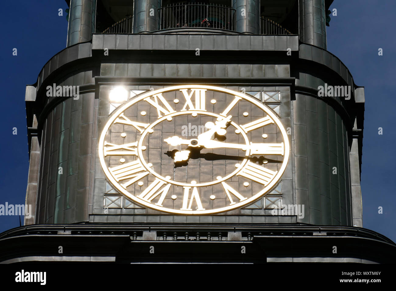 Clock Tower, Michel, la principale chiesa Sankt Michaelis, Amburgo, Germania, Europa Foto Stock