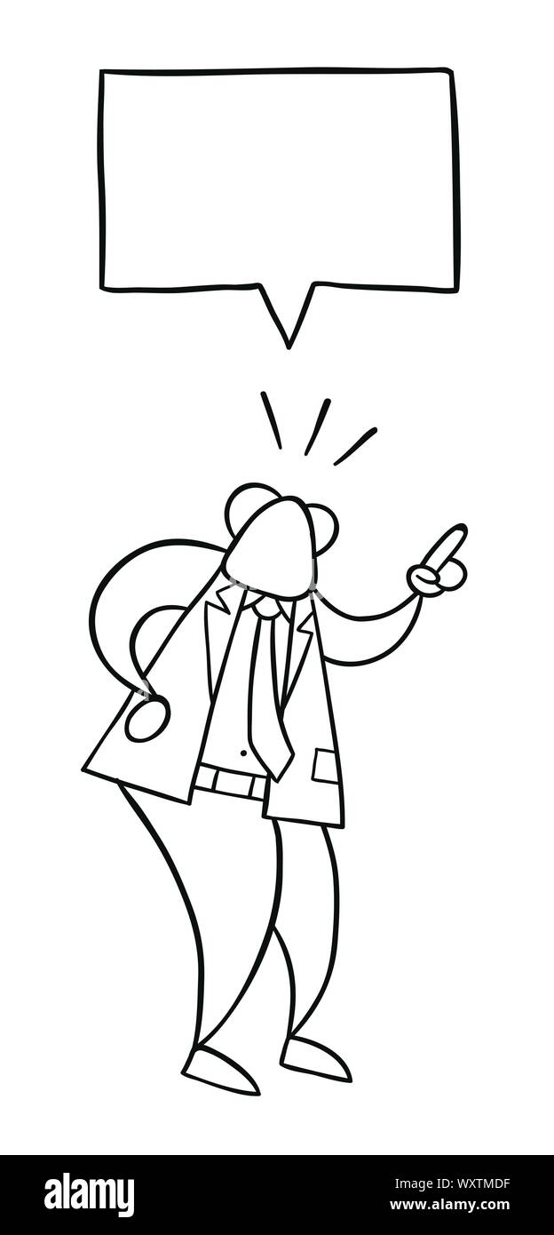 Disegnate a mano illustrazione vettoriale di boss adirati e parlare. Contorni neri e bianchi. Illustrazione Vettoriale