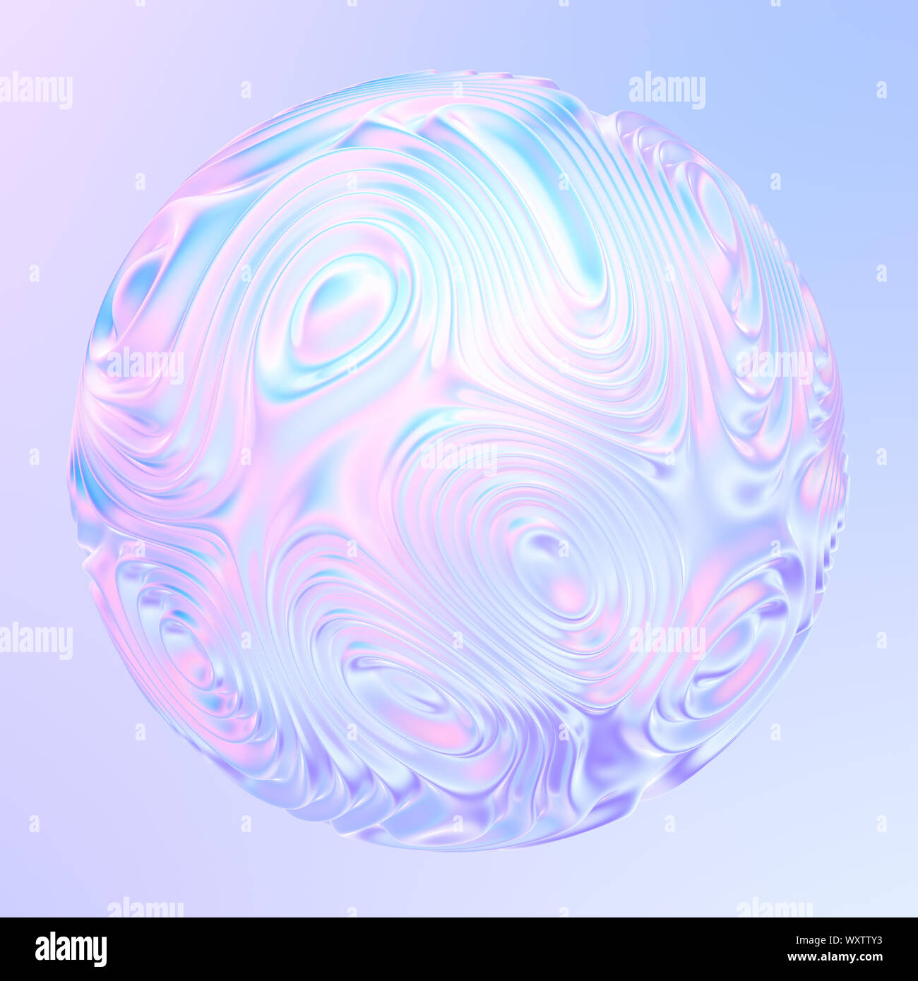 Metallo liquido forma olografica 3D l'elemento. Design fluido con le onde e le increspature. Blob futuristica sfera. Il rendering 3d. Foto Stock