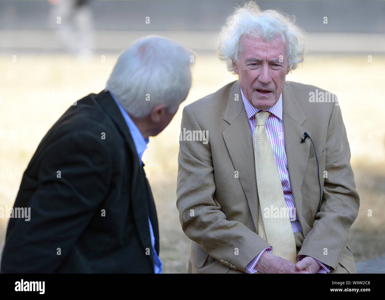 Jonathan Sumption, Signore Sumption, autore, storico medievale e ex giudice della Corte suprema, intervistata su College Green, Westminster da Davide.. Foto Stock