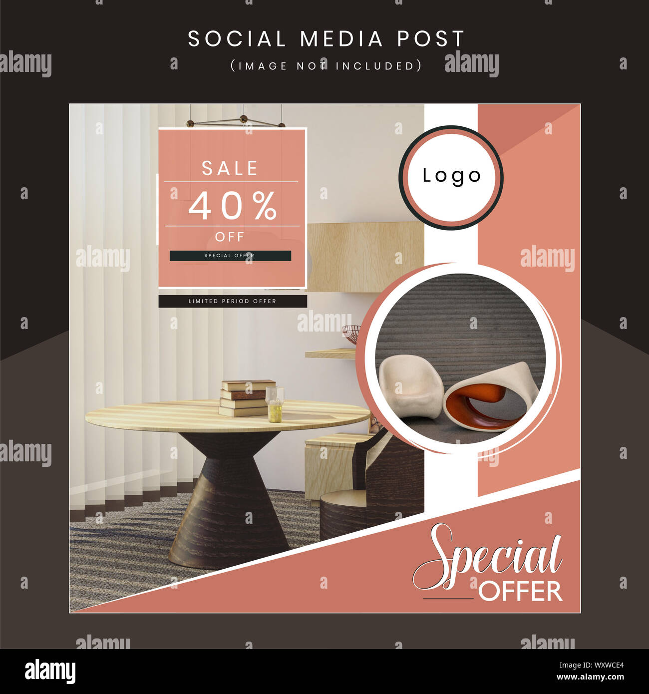 Moderna offerta creativa vendita banner sociale illustrazione di design Foto Stock