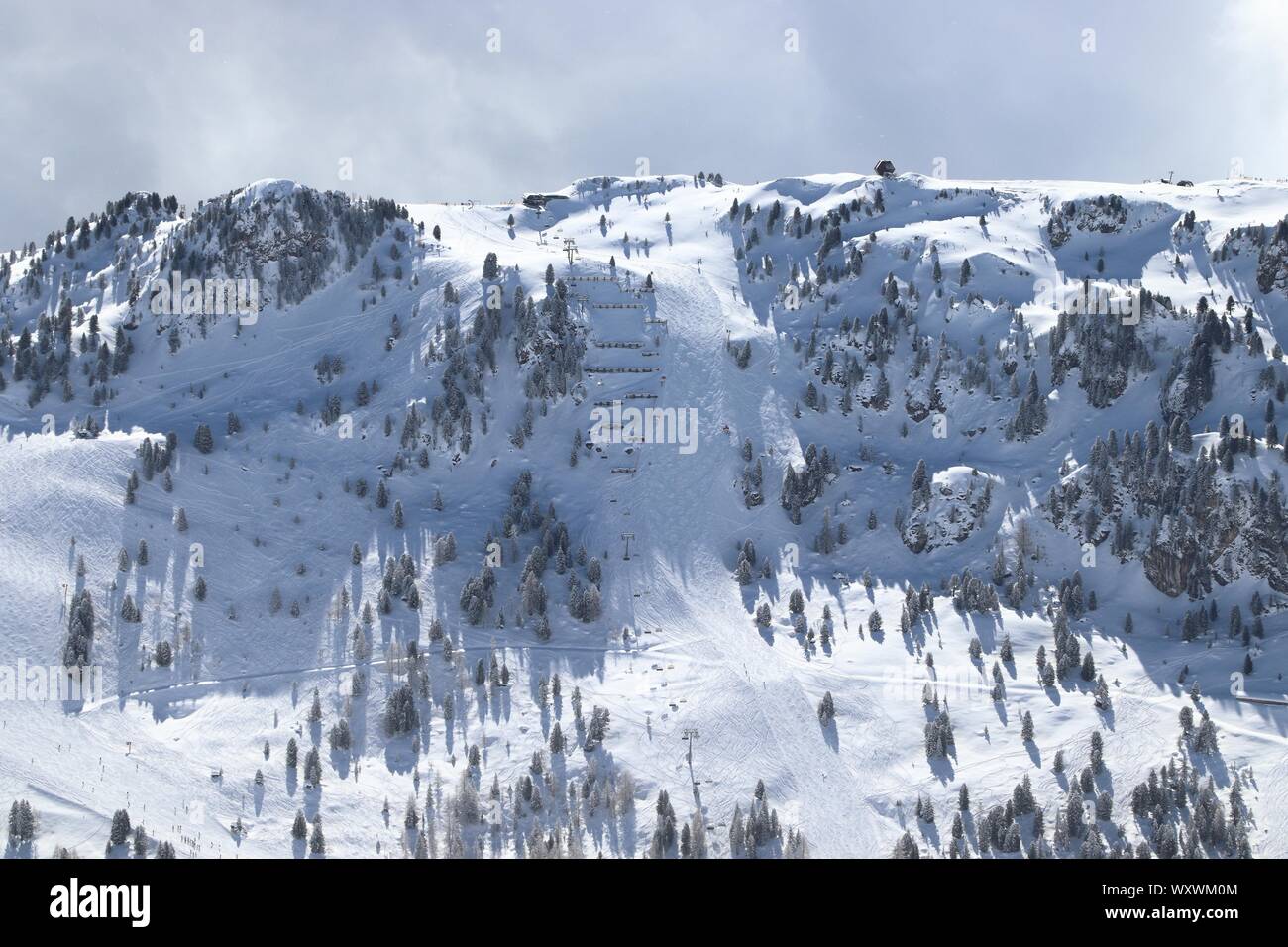 Austria ski resort - Mayrhofen in Tirolo. Centrale austriaco delle Alpi. Harakiri famosa pista nera. Foto Stock