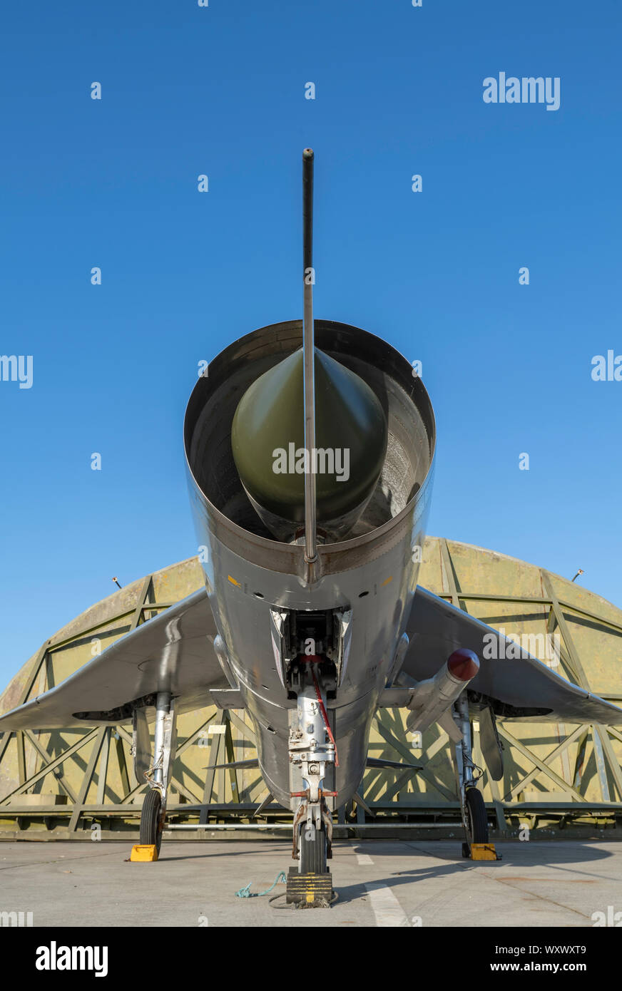 RAF Lightning XR768, nightshoot in Cornovaglia Aviation Heritage Centre Foto Stock