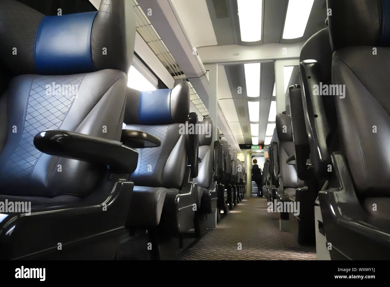 Treno Scotrail interno carraige di prima classe Foto Stock