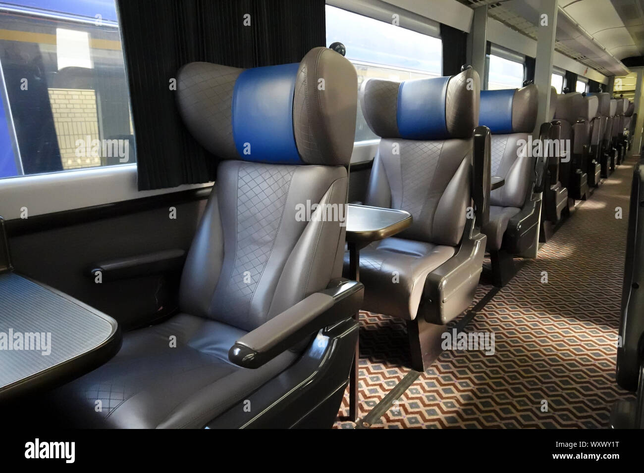 Treno Scotrail interno carraige di prima classe Foto Stock