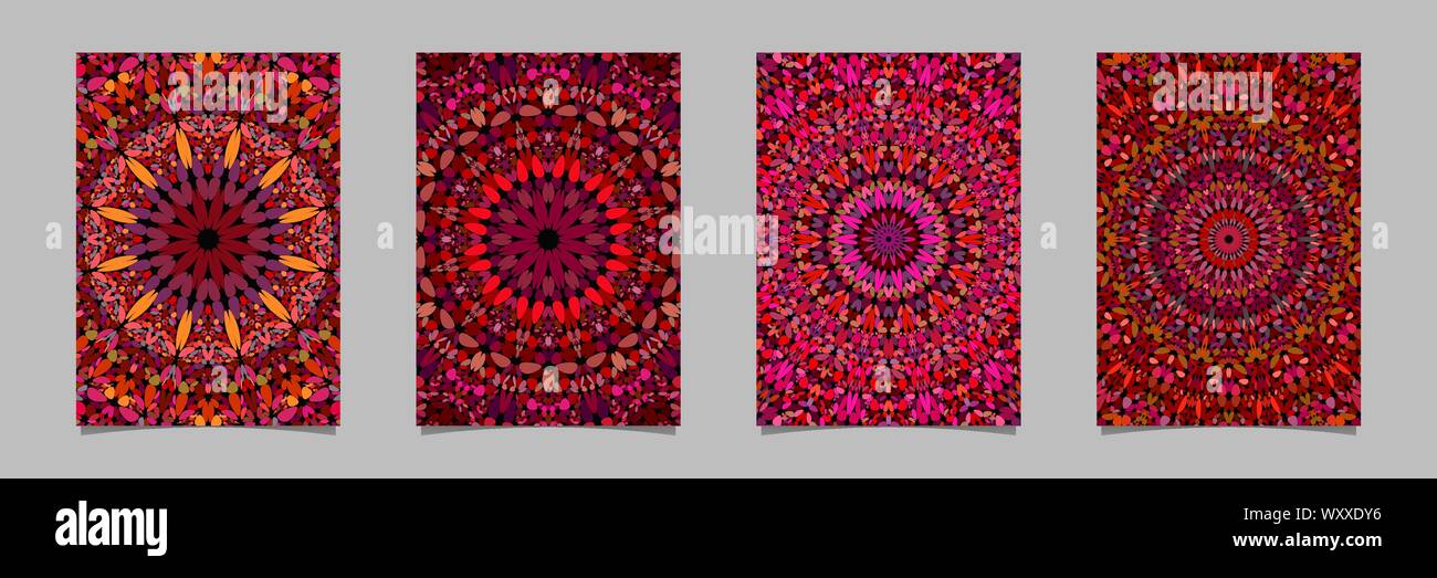 Abstract colorato caleidoscopio di fiori mandala pattern sfondo pagina set di modelli - cancelleria vector graphic design Illustrazione Vettoriale