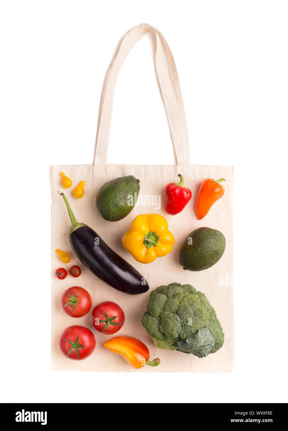 Eco Friendly riutilizzabile shopping bag con eco verdure su di esso Foto Stock