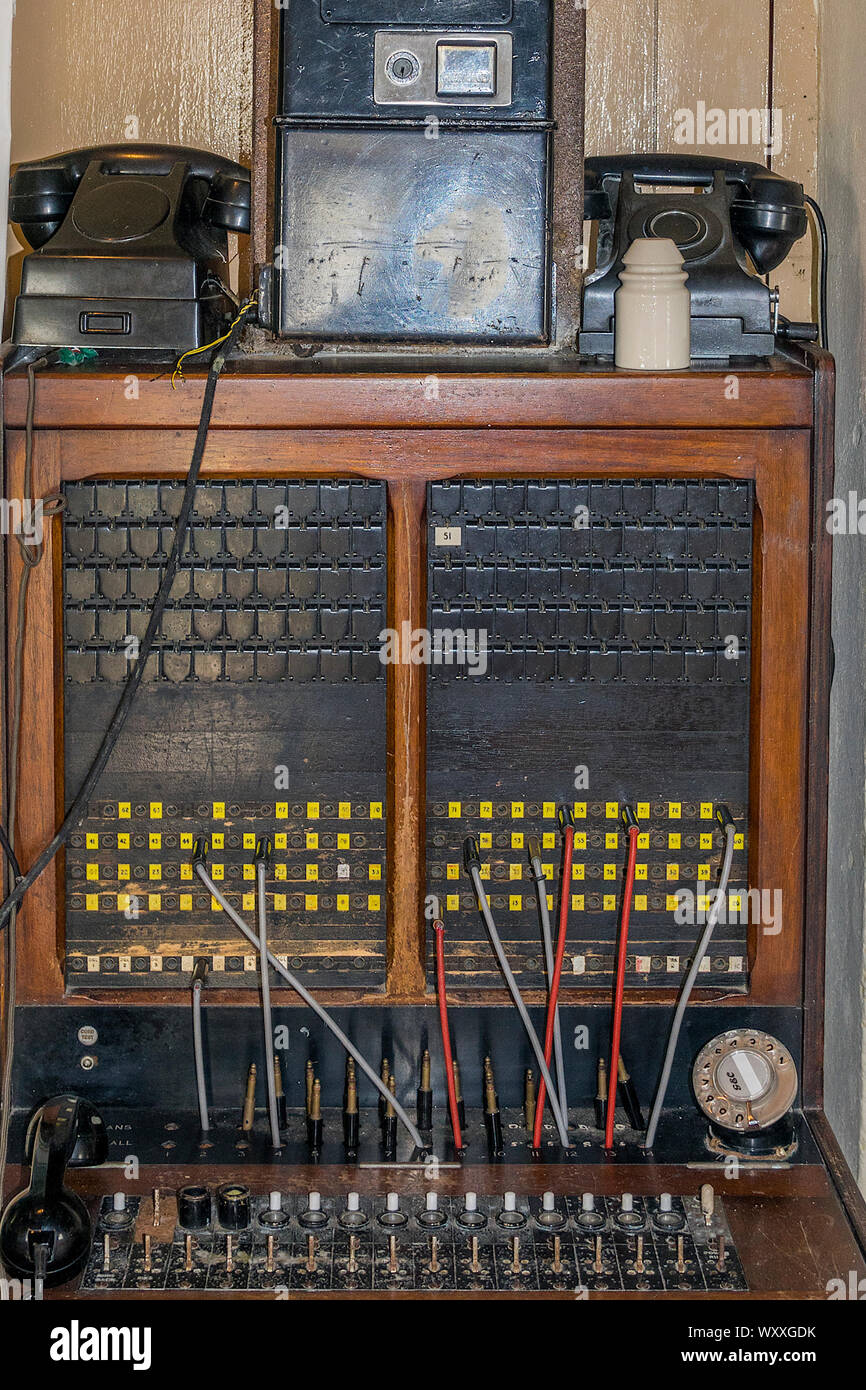 Vecchio manuale scambio telefonico, Folk Village, County Donegal, Irlanda Foto Stock
