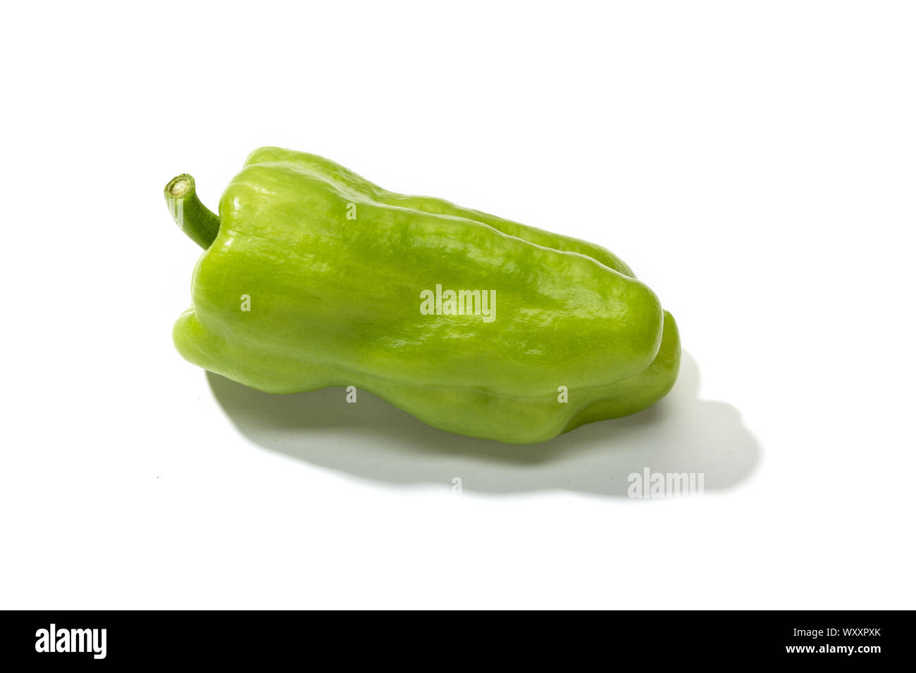 Il pepe verde isolato su bianco. Il Capsicum annuum cultivar Foto Stock