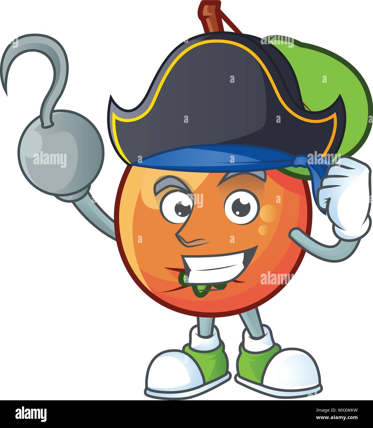 Pirata frutta shipova personaggio dei cartoni animati per il logo Illustrazione Vettoriale