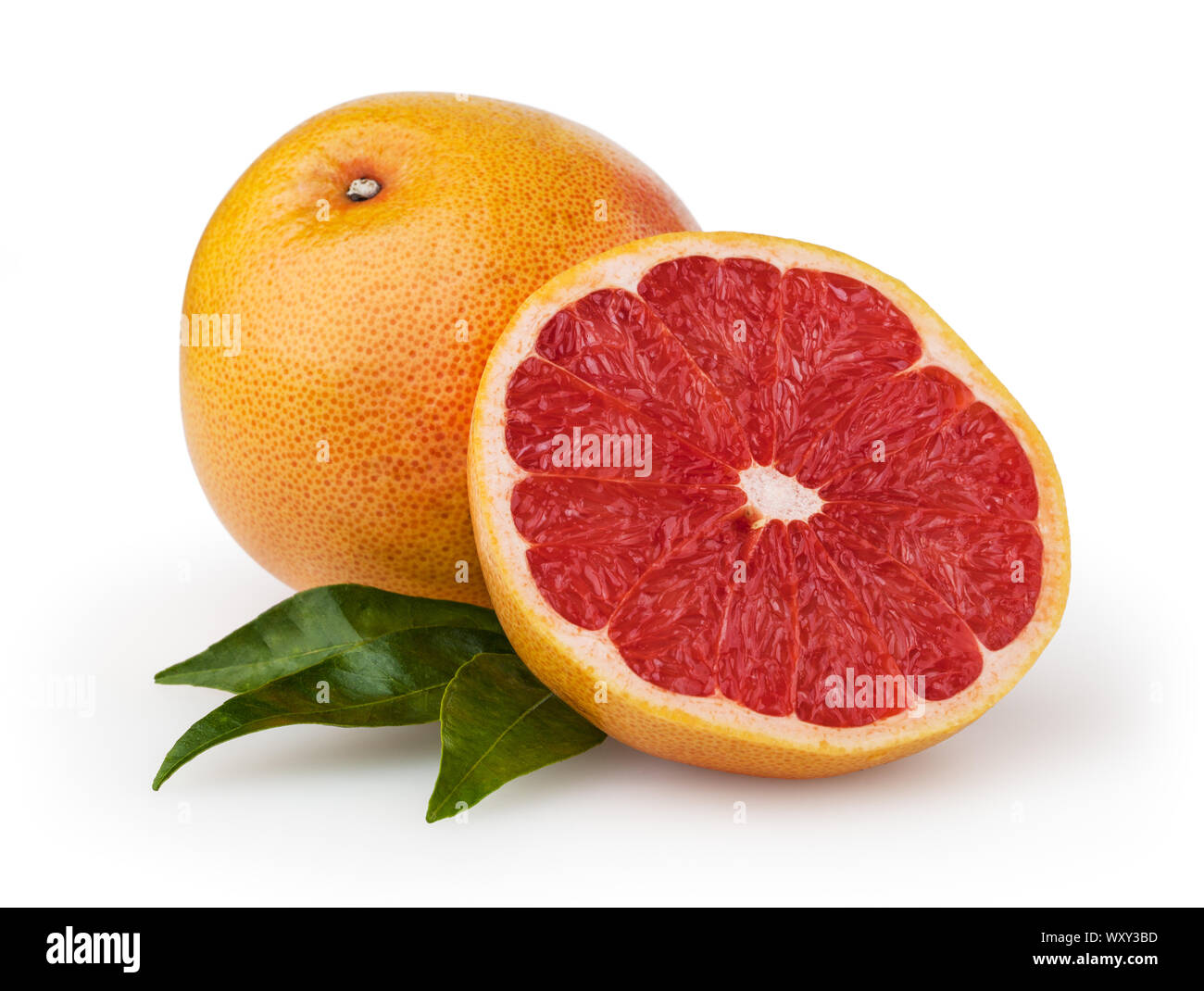 Pompelmi isolato su sfondo bianco con tracciato di ritaglio Foto Stock