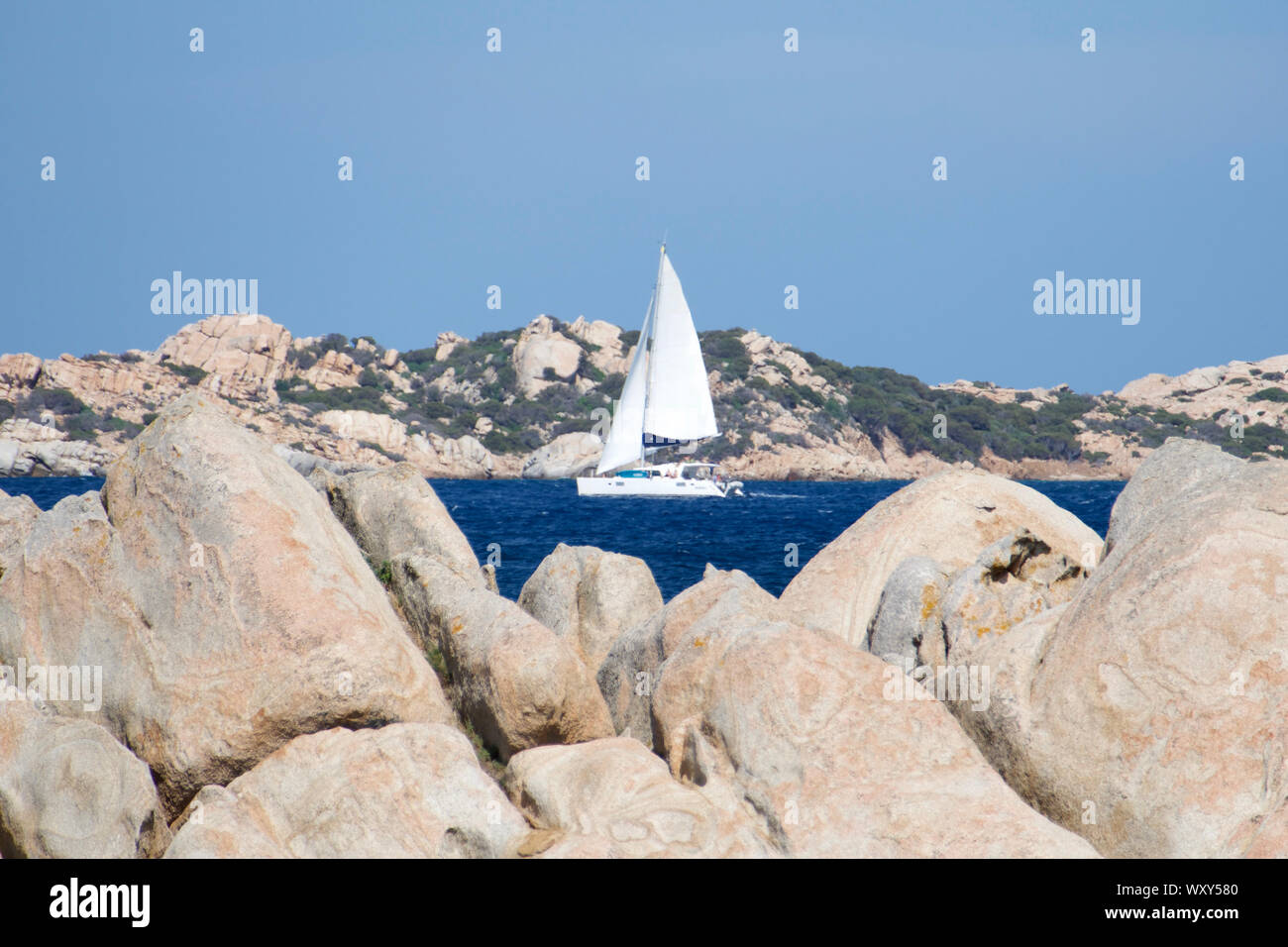 Paesaggio nell'Arcipelago de La Maddalena, l'isola di Sardegna, Italia. Destinazione Scenic. Foto Stock