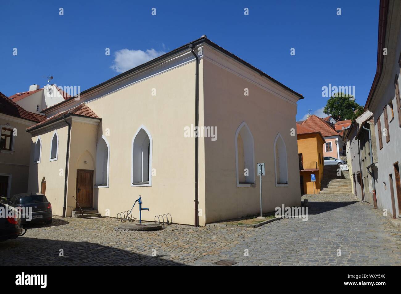 Trebic in Repubblica Ceca, UNESCO Weltkulturerbe: Die Vordere Synagogue im jüdischen Viertel Foto Stock