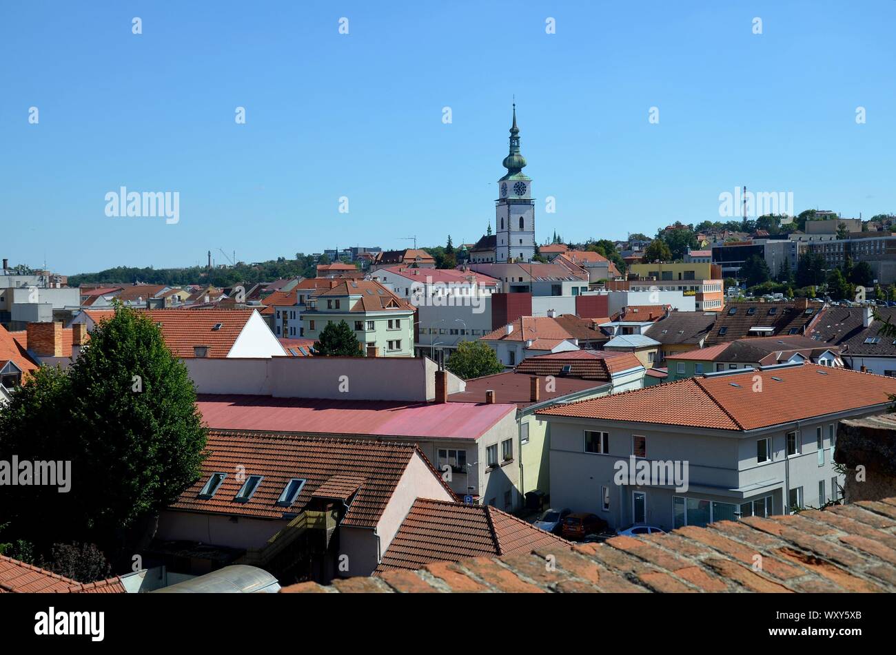 Trebic in Repubblica Ceca, UNESCO Weltkulturerbe, Blick über die Stadt Foto Stock
