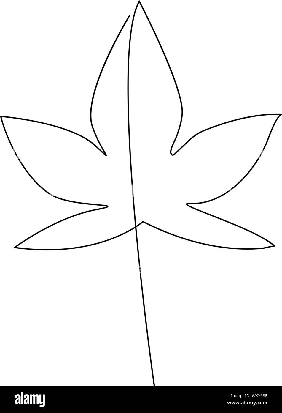 Foglie di autunno una linea disegno vettoriale di illustrazione Illustrazione Vettoriale