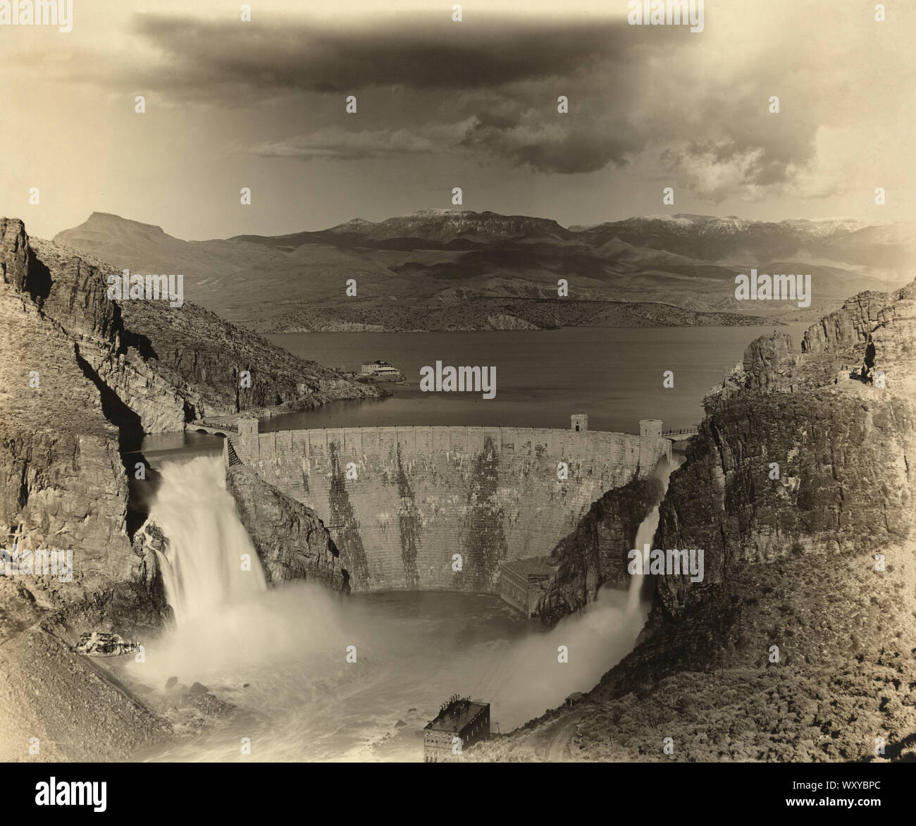 Theodore Roosevelt Dam, Arizona, Stati Uniti d'America, fotografia di Elton E. Kunselman, 1916 Foto Stock