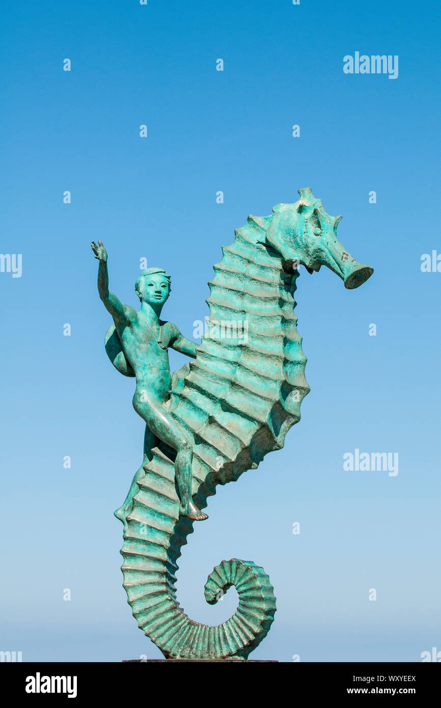 Caballito de Mar (piccolo cavalluccio marino) sul Malecon boardwalk, Puerto Vallarta, Jalisco, Messico. Foto Stock