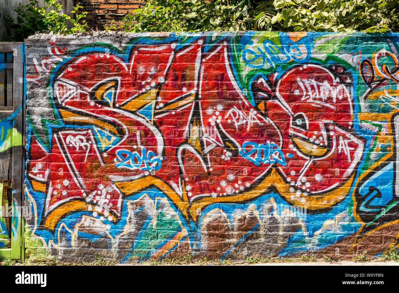 Graffiti da parete, Puerto Vallarta, Jalisco, Messico. Foto Stock