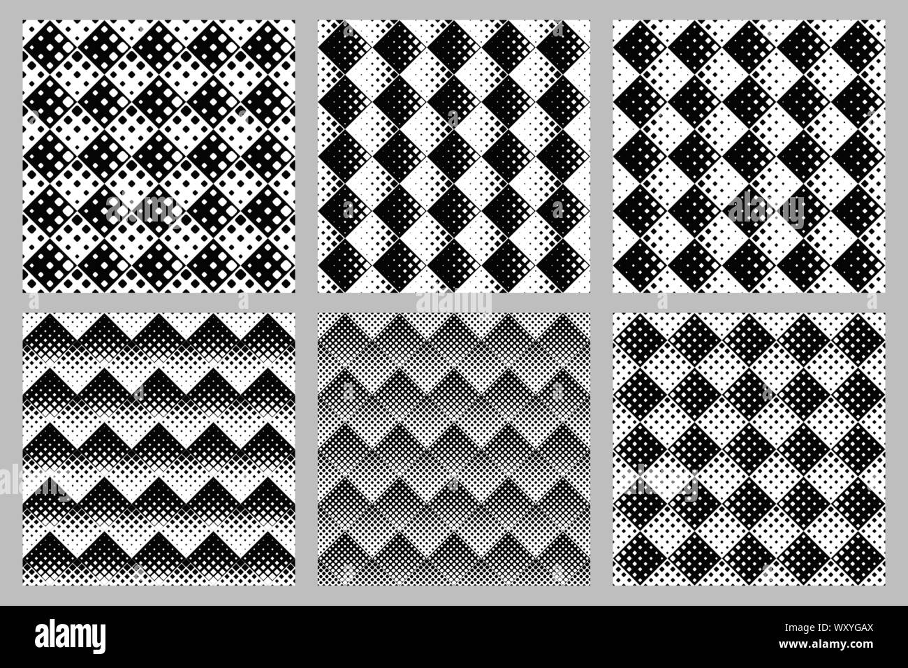 Senza soluzione di continuità geometrica quadrata set di sfondo - vector graphic design Illustrazione Vettoriale