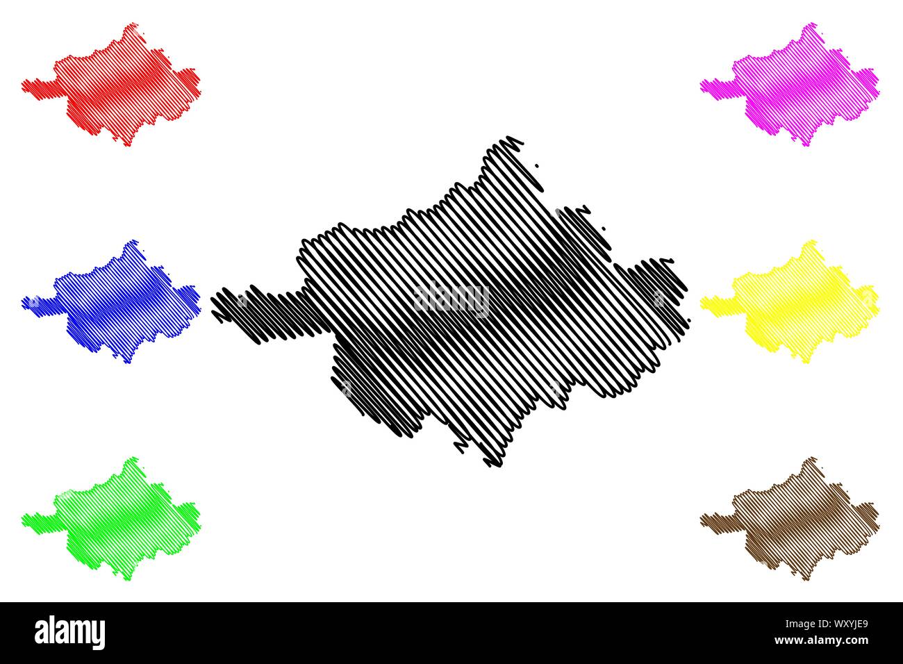 Szabolcs-Szatmar-Bereg contea (Ungheria, contee ungheresi) mappa illustrazione vettoriale, scribble schizzo Szabolcs-Szatmár-Bereg (Szabolcs Szatmar Bereg) m Illustrazione Vettoriale