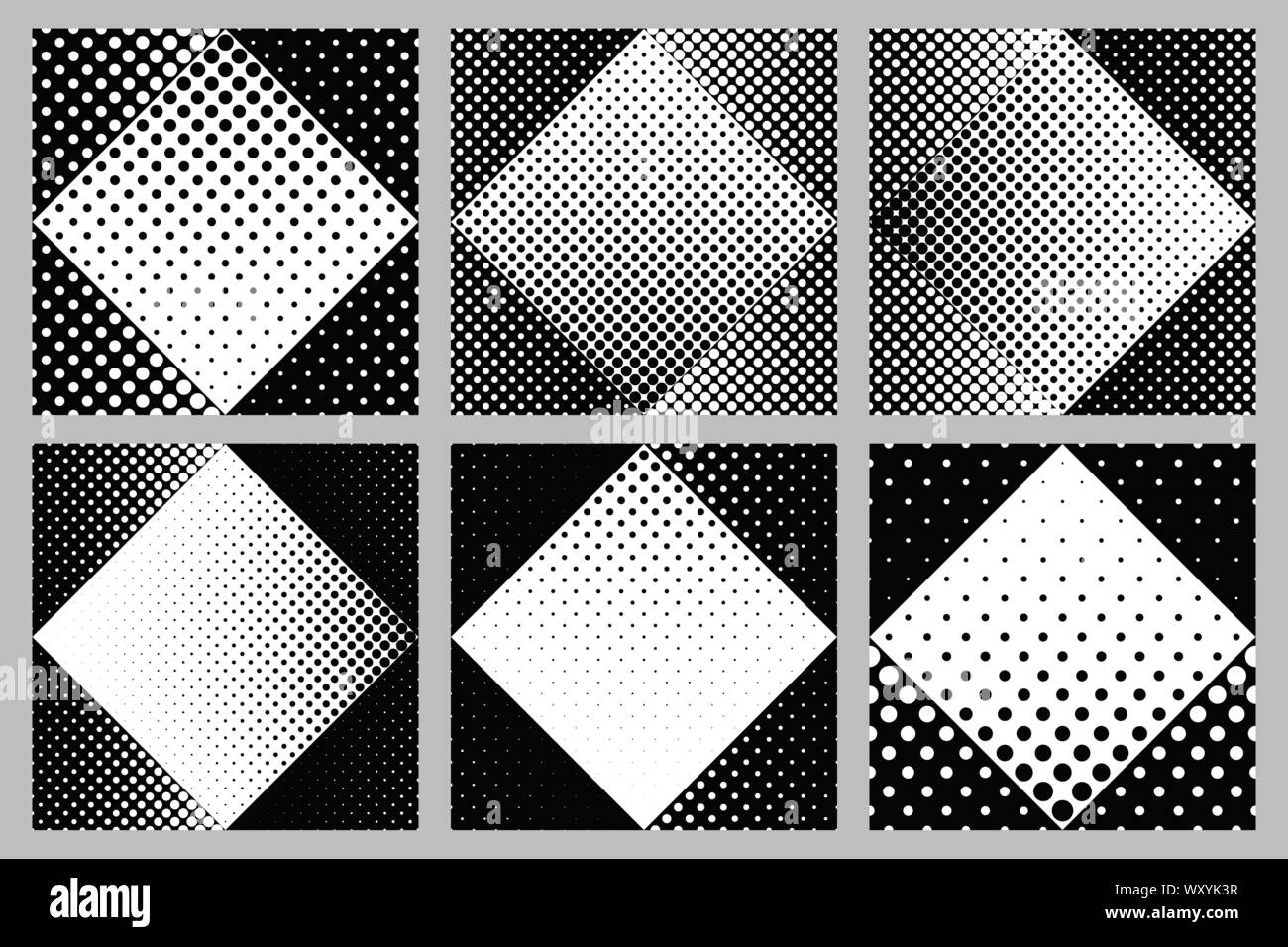 Senza soluzione di continuità geometrica dot pattern set di sfondo - astratto disegno vettoriale Illustrazione Vettoriale