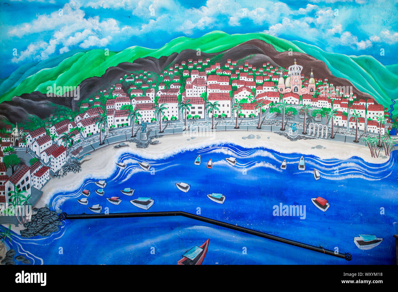 Murale d'arte murale Puerto Vallarta, Jalisco, Messico. Foto Stock