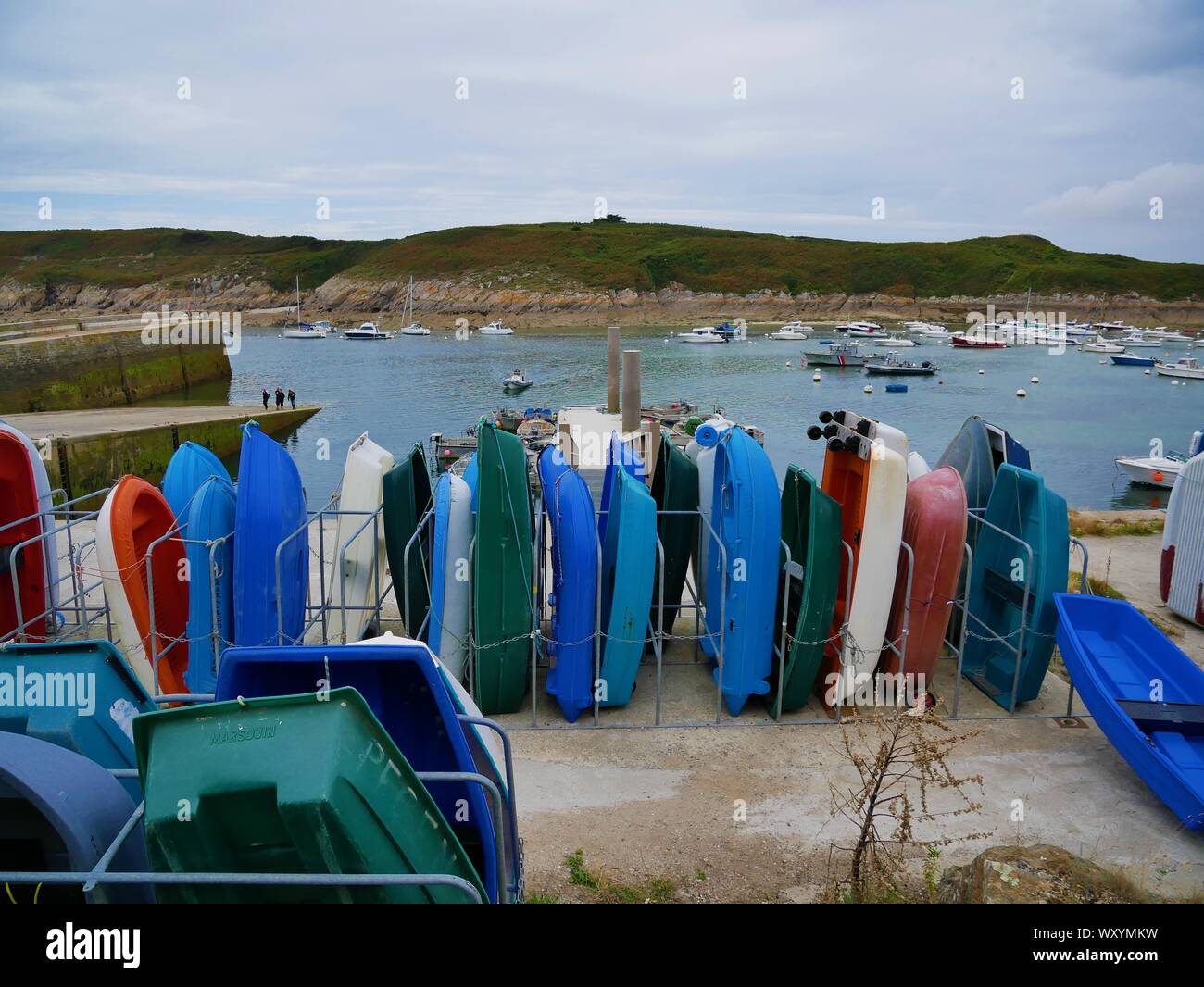 Barques pour la peche au Port de Peche du conquet,peche artisanale / industrielle , Le port du conquet , brest , Bretagne Foto Stock