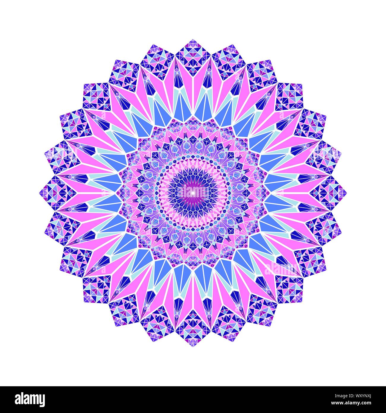 Rotondo colorato modello triangolare mandala - poligonale circolare ornamentali arte vettoriale con triangoli Illustrazione Vettoriale