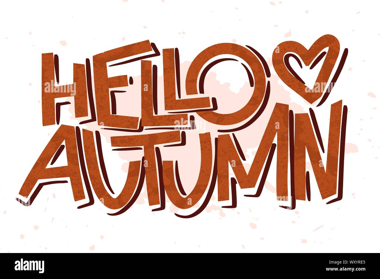 Ciao autunno colorato semplice sans serif lettering. Mano bozzetto per scheda, cartoline, poster, ecc. Vettore. Illustrazione Vettoriale