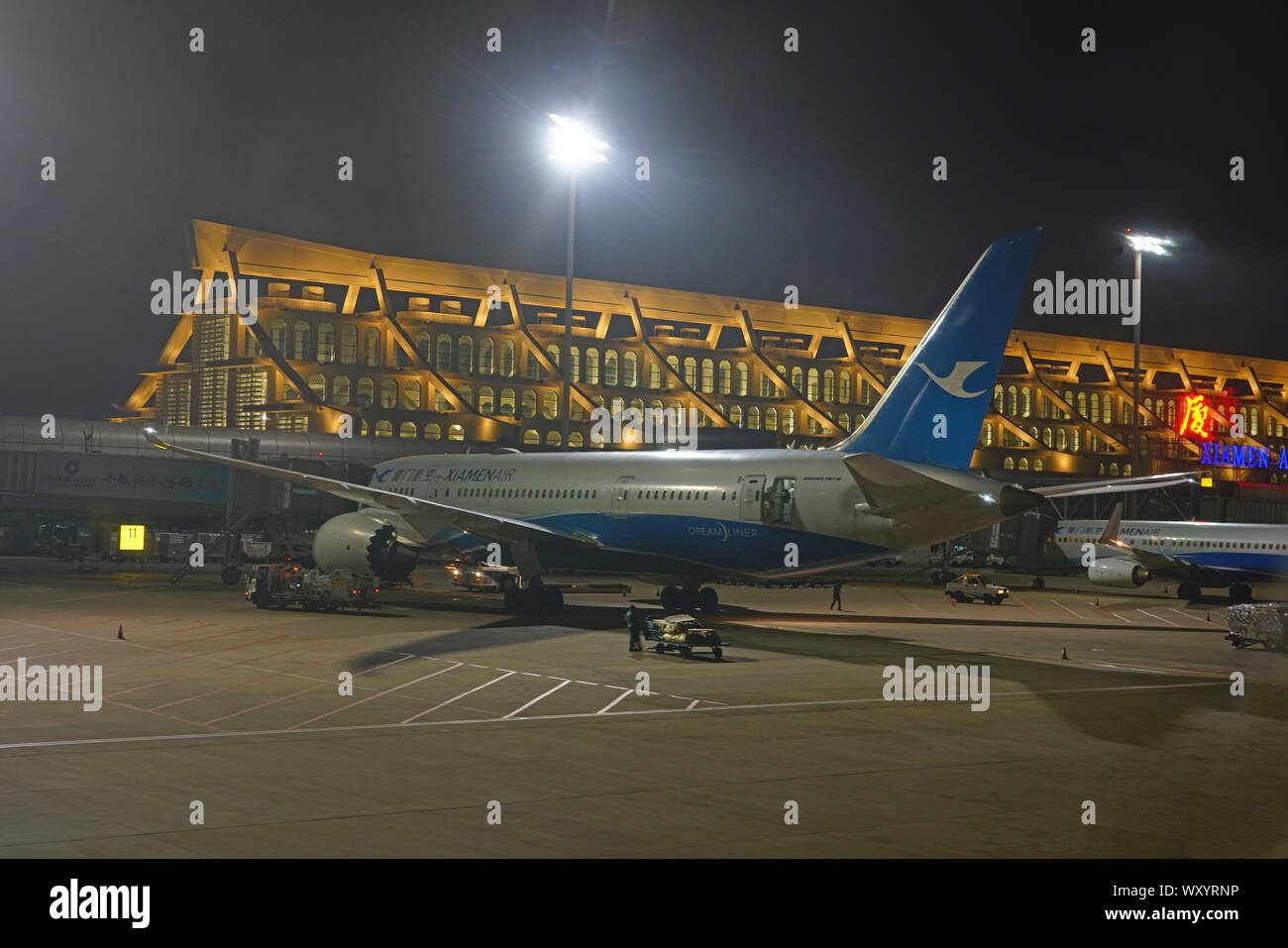 XIAMEN, Cina -16 Giu 2019- Vista di Xiamen Gaoqi International Airport (XMN) in Xiamen (Amoy), provincia del Fujian, Cina. Si tratta di un mozzo per aria di Xiamen Foto Stock